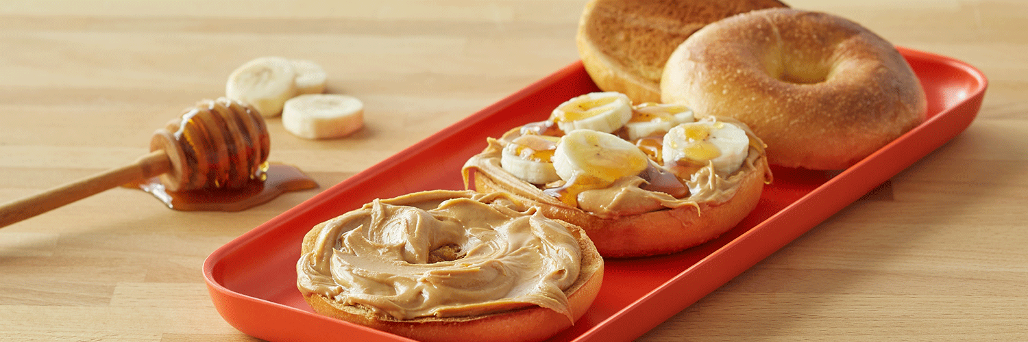 Honey Roast Peanut Butter served on bagels